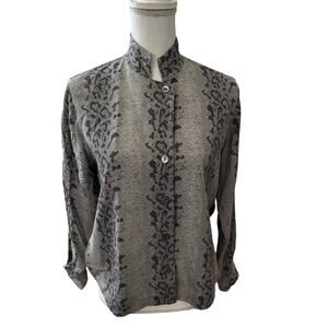 Mel & Lisa Gray Silk Snake Print Jacket Blazer 4